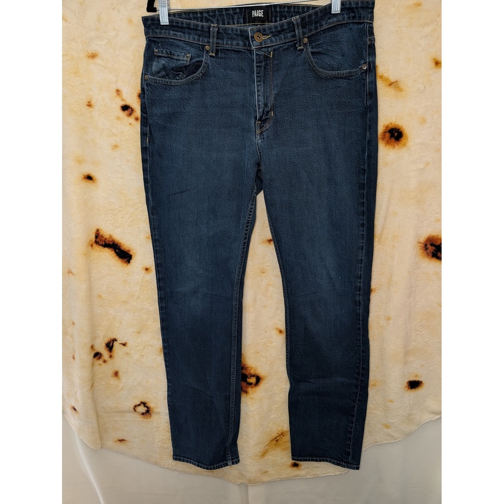 PAIGE Normandie Jeans Mens 36 Blue Pino Dark Wash Straight Leg Denim Made in USA